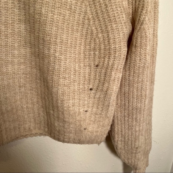 Topshop Ribbed Cropped Crew Neck Knitted Sweater Nude - Picture 6 of 12